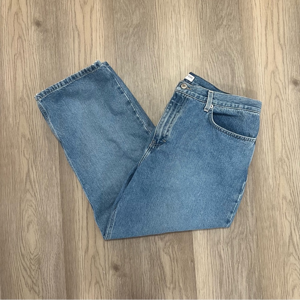Y2K Women’s Tommy Hilfiger Light Blue Wide Leg Cropped Boyfriend Jeans - Size 16